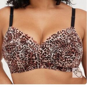 Torrid dream wire free bra wire-free midi leopard lightly lined back smoothing